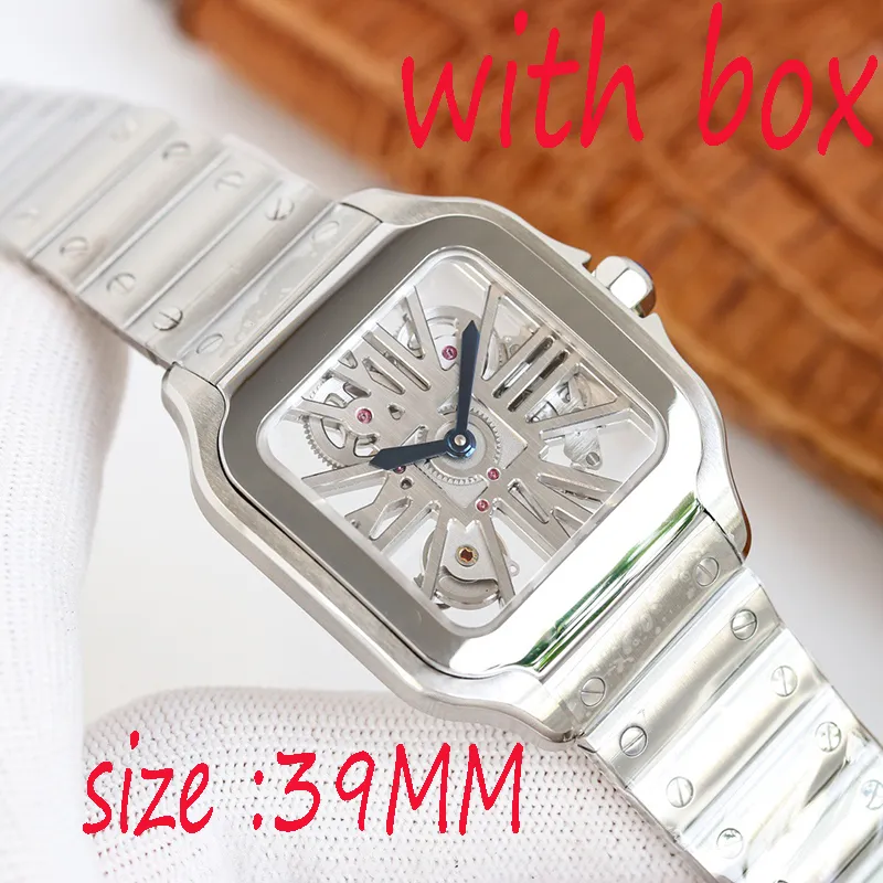 Mężczyźni na zegarek luksusowy zegarek Wysokiej jakości Watch Watch Kwarc 39 mm moda zegarek szkielet zegarek 904 Stala Sapphire Wodoodporne Menwatch Clean Relojes