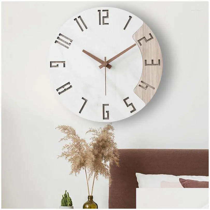 Relógios de parede relógios de parede quartzo pendurado madeira luxo sala de estar relógio silencioso incomum elegante moderno horloge decorativo entrega ho dhk89