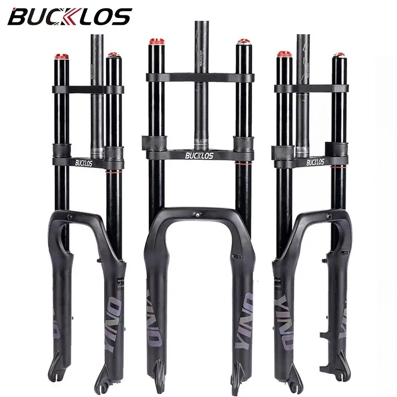 Bucklos MTB Fork 20 26 cali Fatbike podwójne rowerowe rowerowe rowerowe zawieszenie tłuszczowe oponowe rowerowe powietrze na śnieg 231221