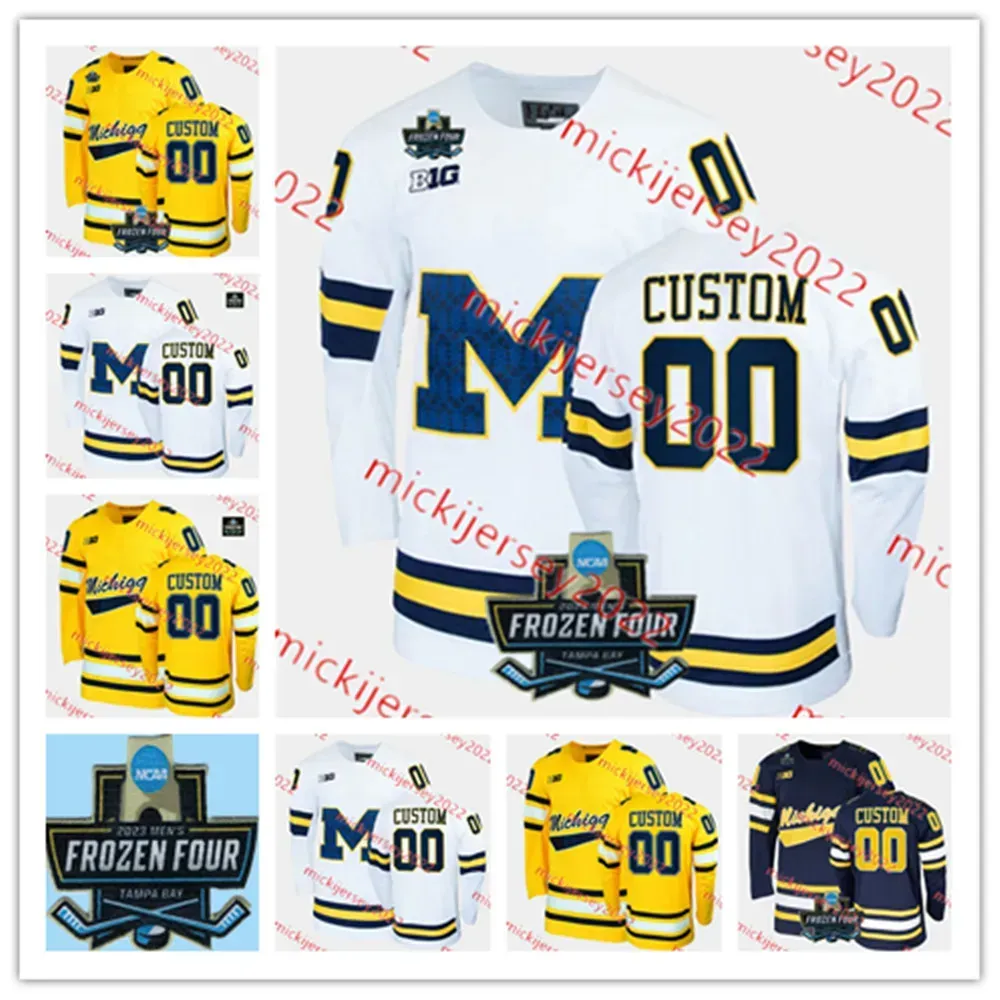 2023 Men`s Frozen Four Michigan Hockey Jersey Kyle Connor 12 Carl Hageli 4 Chris Summers 22 Niko Porikos 39 Max Pacioretty Michigan Wolverines Jerseys Custom Stitched