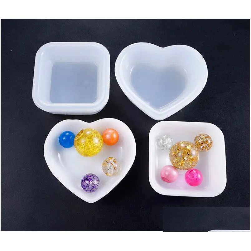 Molds Heart Square Plate Sile Mold Dish Mod For Jewelry Resin Handmade Diy Epoxy Molds Mini Beads Container Drop Delivery Je Dhgarden Dhrsm