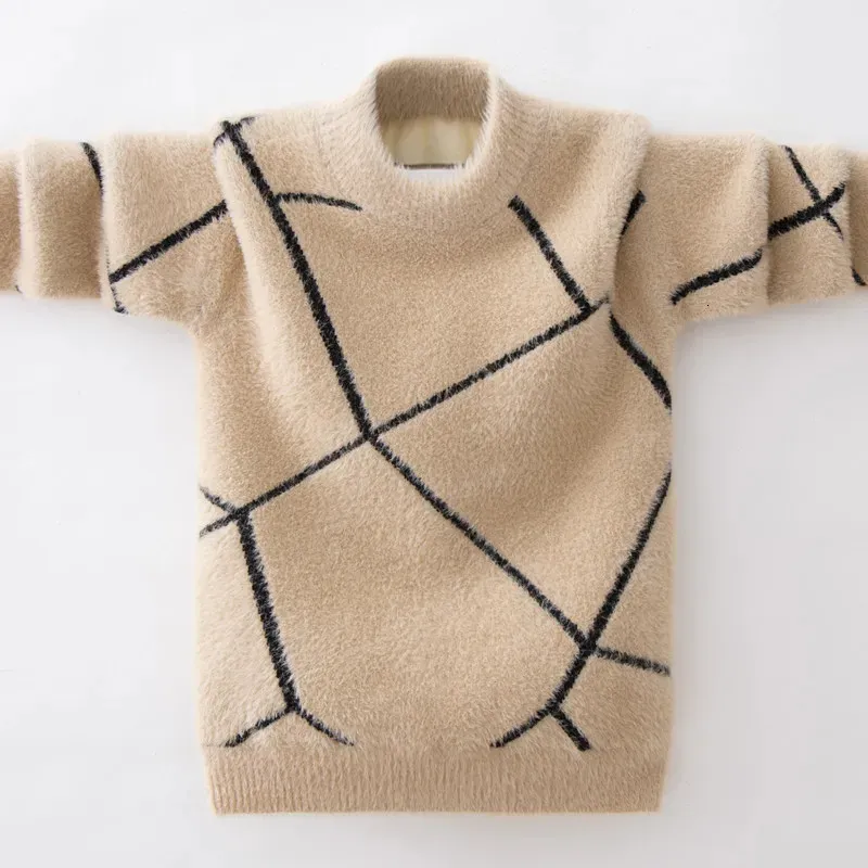 سترة الأطفال للأولاد الشتاء Pullover Boys Knusted Warm Fashion Tops 6 8 10 12 Years Teenage 110-160 231220