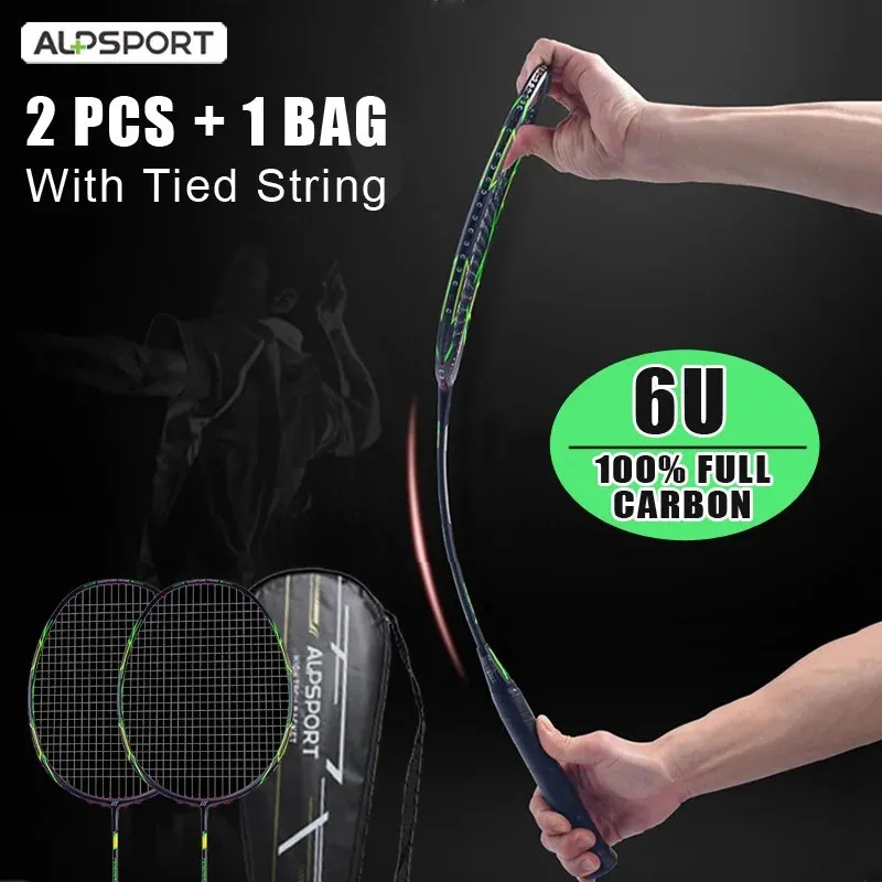 String Badminton Alpsport FN 2PCSlot Racket con sacchetto a sfera e rivestimento specializzato in fibra di carbonio 6U 72G 100 231208 231221