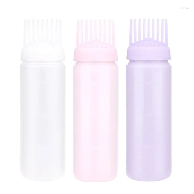 Storage Bottles Root Comb Applicator Bottle Oil For Hair Dye Coloring E0BD