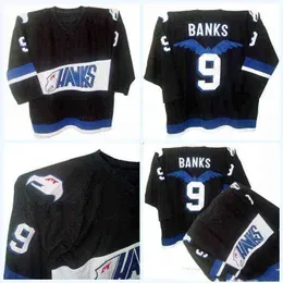 Mighty Ducks Movie Jersey Hawks Adam Banks #9 Men's 100% Stitched Embroidery s Hockey Jerseys Black Fast