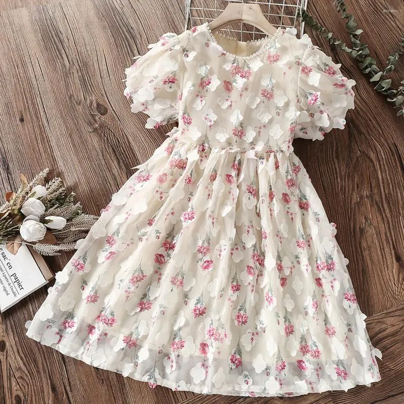 Girl Dresses Summer Baby Kids Flower Elegant Flows for Girls Princess Short Short Party Outfit Costumi 2 4 6 7 8 anni