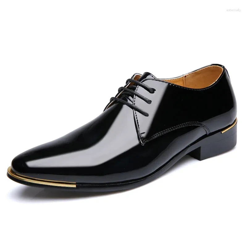 Sapatos de vestido homens patente tamanho grande formal colorido negócios oxfords