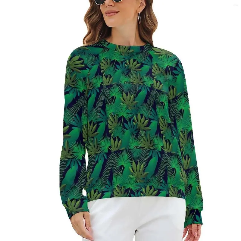 Sweats à capuche pour femmes imprimé tropicaux Fenées vertes féminines HARAJUKU Sweat à capuche décontracté à manches longues jolies motifs de grande taille 2xl 3xl