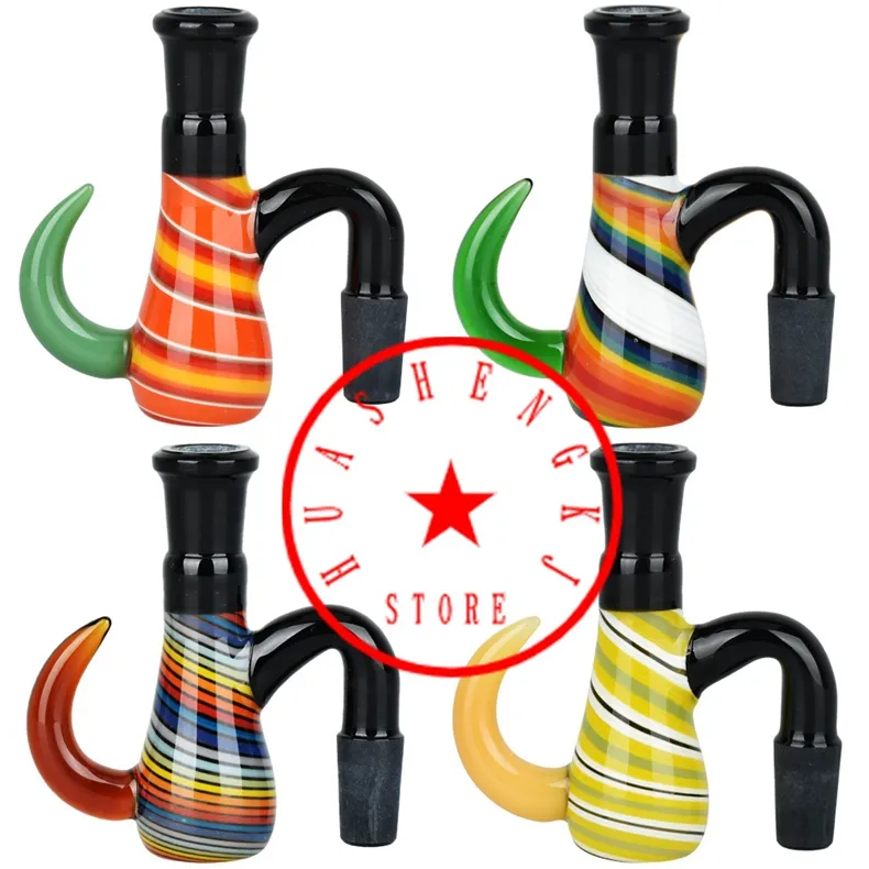 Horned Wonder Colorato 14MM Maschio Femmina Fumo Giunto Secco Raccoglitore di cenere Erba Tabacco Impianti petroliferi Filtro Vetro WaterPipe Bong Converti Parrucca Wag Narghilè Portasigarette DHL