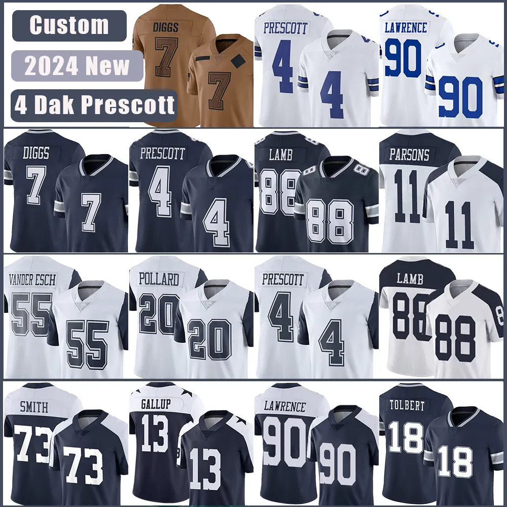 CeeDee Lamb Football Jerseys Dak Prescott Micah Parsons DaRon Bland Trevon Diggs Jalen Tolbert Emmitt Smith Staubach DeMarcus Lawrence Tony Pollard Troy Aikman