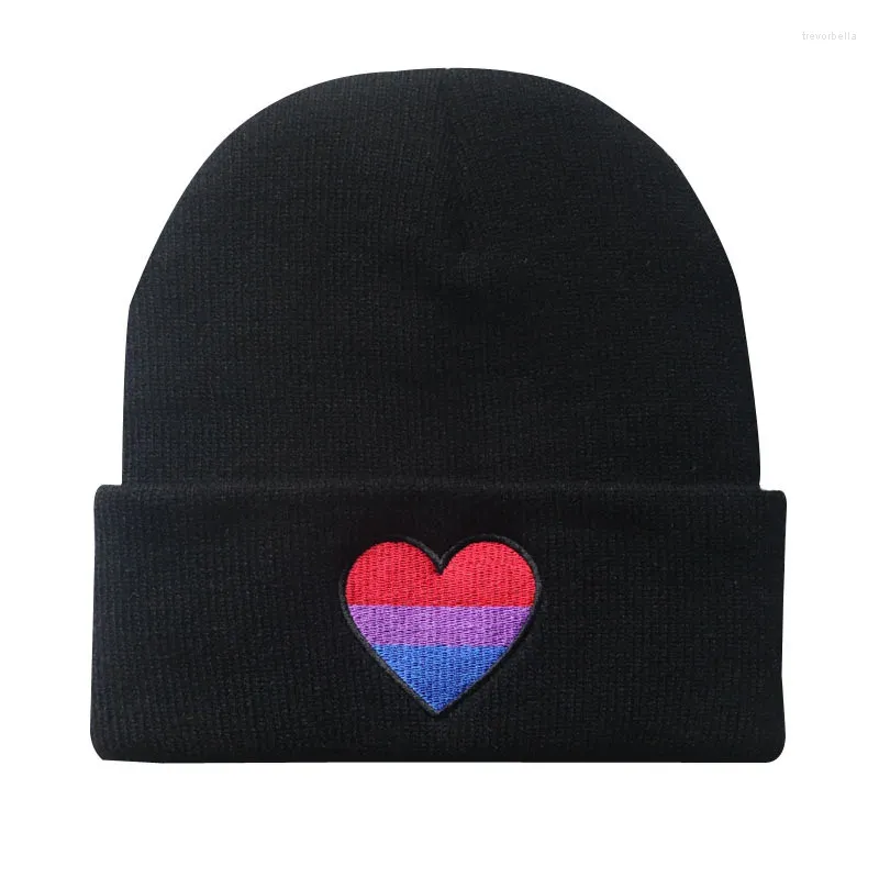 Berretti LGBT Bisessuale Pride Beanie Uomo Donna Inverno Cappelli lavorati a maglia ricamati Outdoor Lana calda