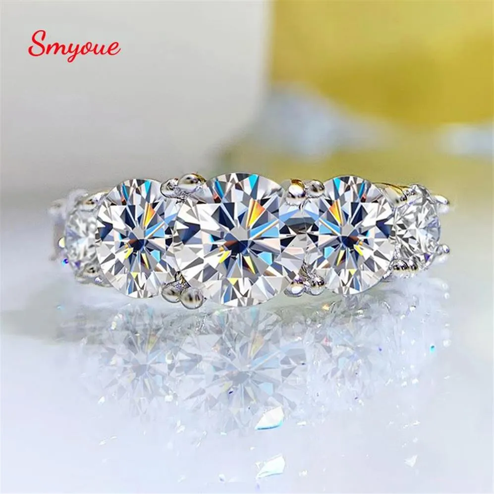 Wedding Rings Smyoue 18k Plated 36CT All Moissanite for Women 5 Stones Sparkling Diamond Band S925 Sterling Silver Jewelry GRA 230269O