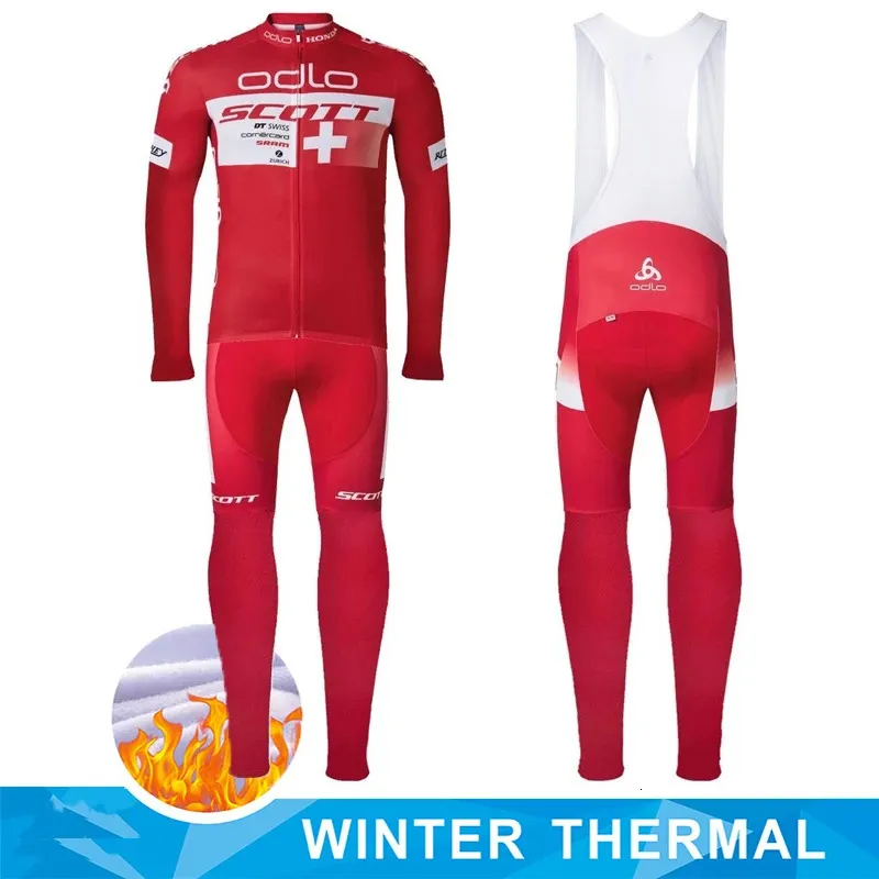 Scott Cycling Man Men's Suit Bycicle Outfit Set Thermal Jersey MTB Pants Shirt Lång ärm Bike Clothing Bib Male 2023 Uniform 231221