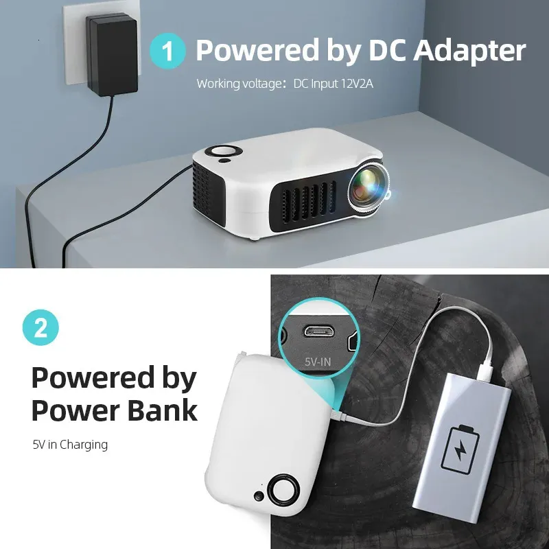 A2000 Mini LED Projector Portable Videoprojector 2000 Lumens HD ...