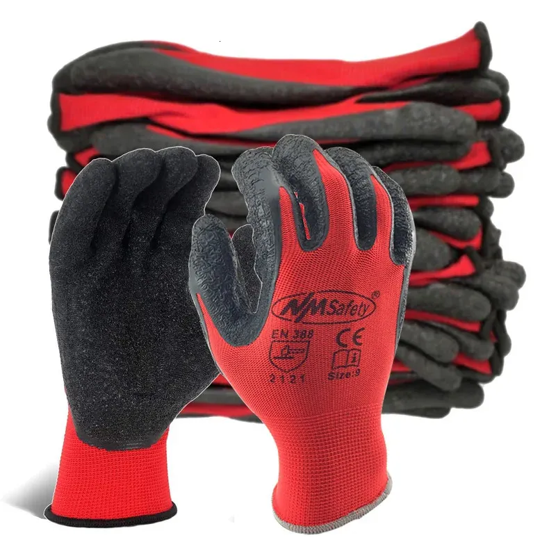 24Pieces/ 12 Pairs Latex Grip Safety Working Glove Construction Garden industry Polyester Gloves For Men or Woman 231221
