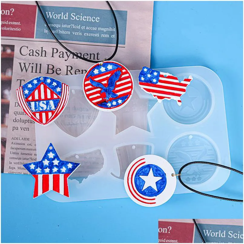 Mögel USA Flaggharts Mögel Keychain Pendant Mold Star Round Epoxy Gift For Day Drop Delivery Jewelry Tools Equipment Dhgarden Dhvir