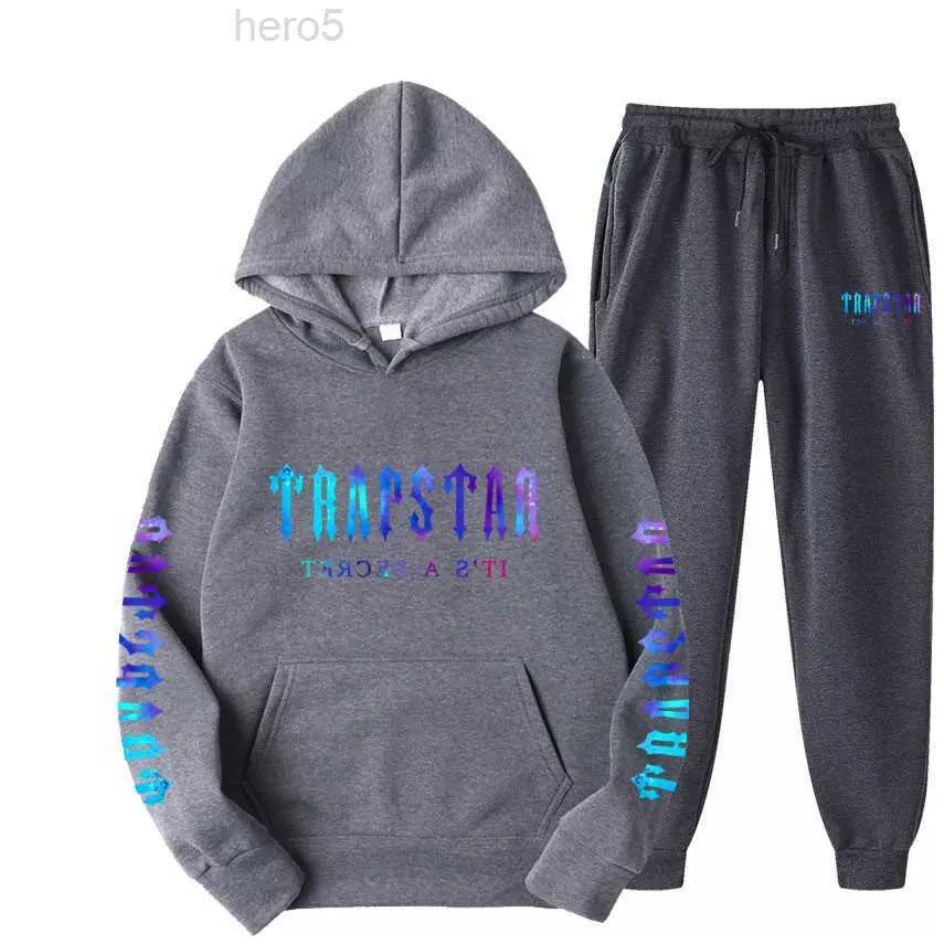 Trapstar hoodie designer camisola dos homens moletom o pescoço carta impresso cinza casaco streetwear moda preto para homem com capuz tx23