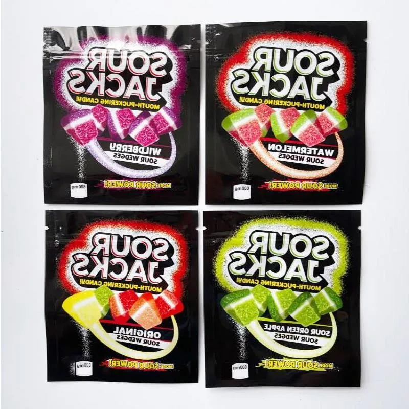 sour jacks empty zipper package bags power green apple wildberry watermelon edible Mouth puckering sadf Qgxfn