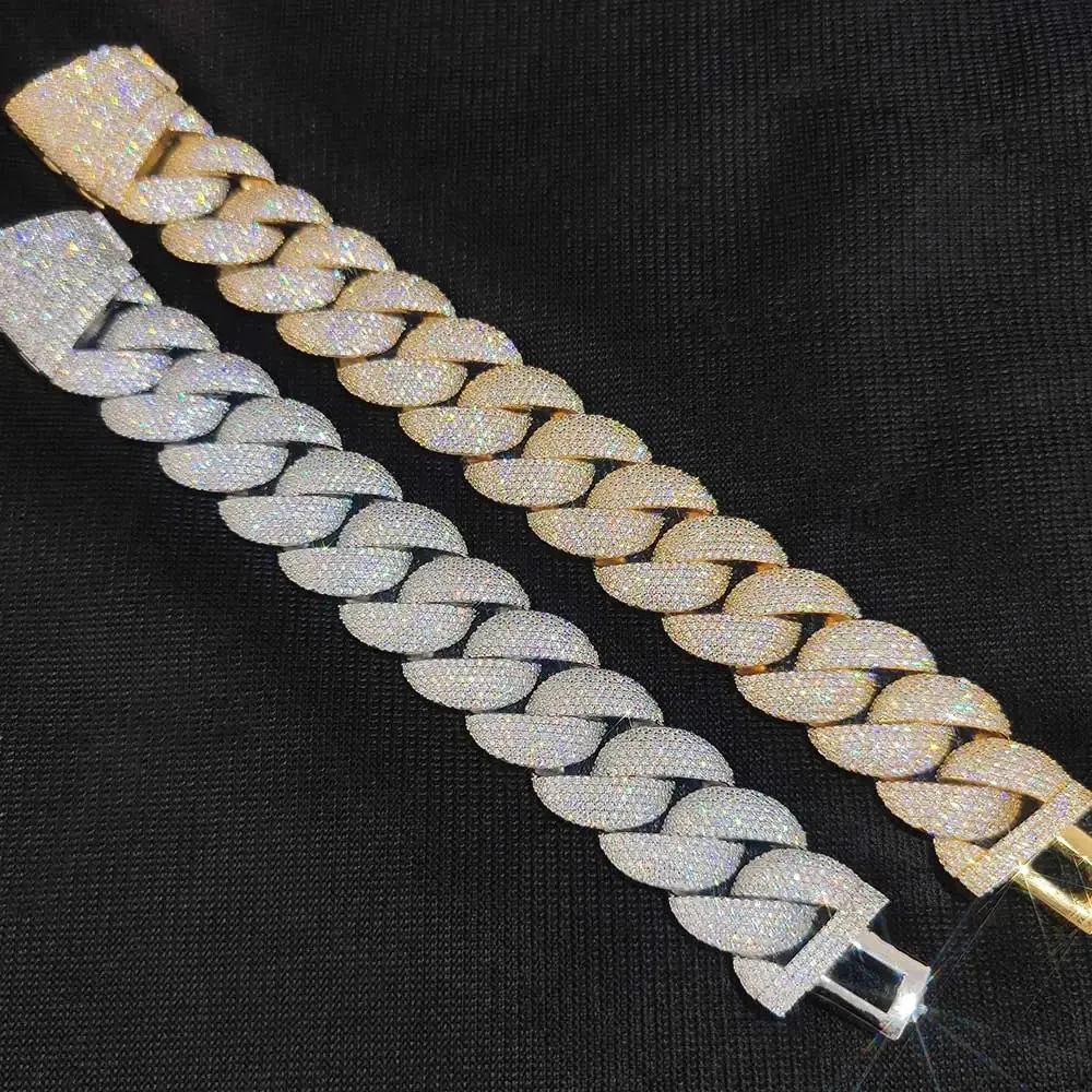 Hip Hop Rock Exaggerated 22mm Chunky Cuban Link Men Choker Jewelry Iced Out FullCuban Chain Bracelet For 231221