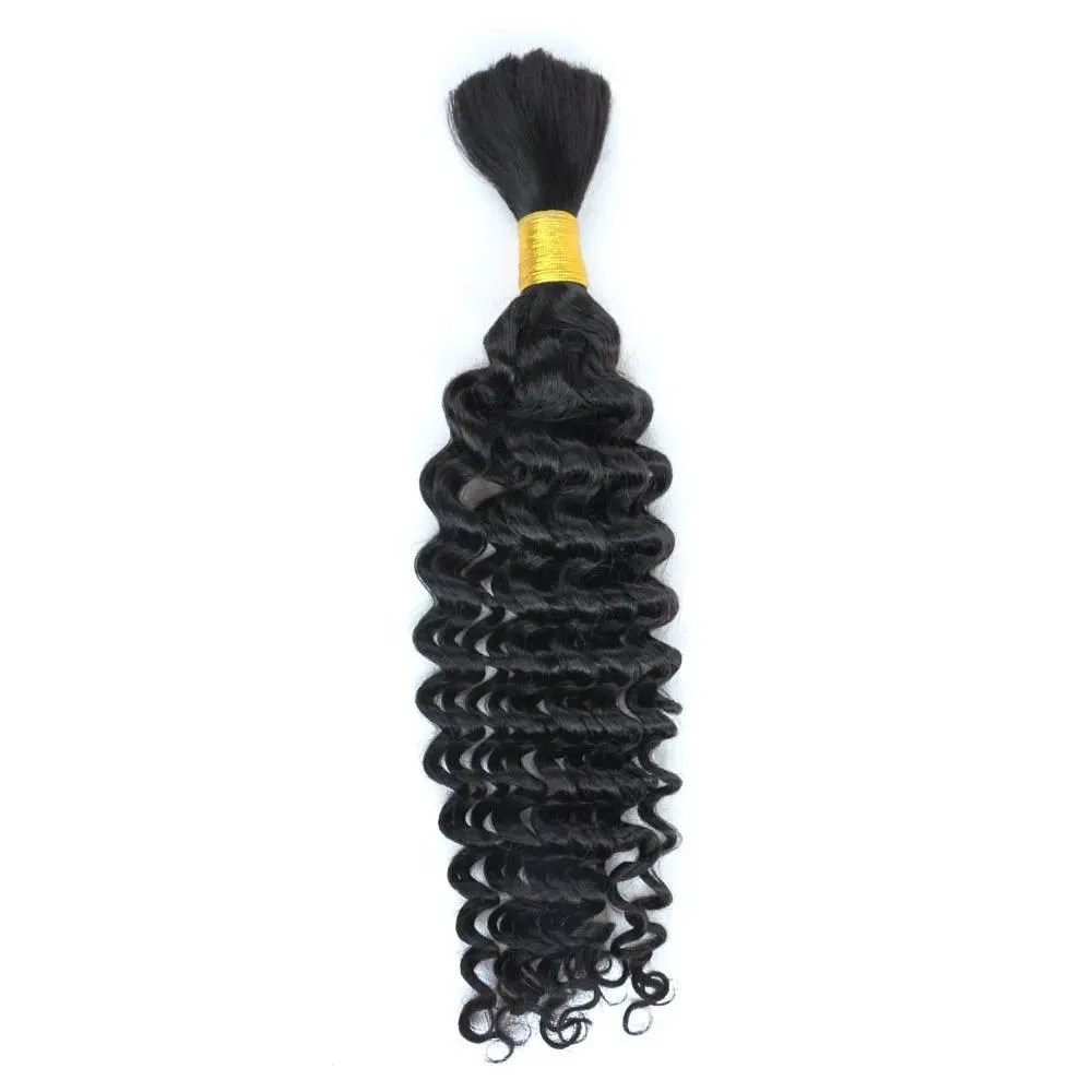 Bulks YAOJISUDAJI Deep Weave Bulk Braiding Hair Human Hair Micro Braids Mixing length 50g Each Bundle Natural Black Color