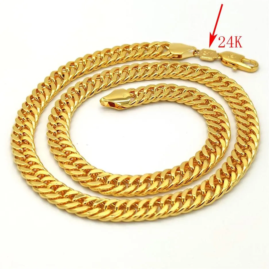 THAI BAHT COLLIER EN OR Massif GF Lourd 88 Grammes Bijoux 4mm D'ÉPAISSEUR HAUT XP Chaîne Gourmette Cubaine 24 K Timbre link226v