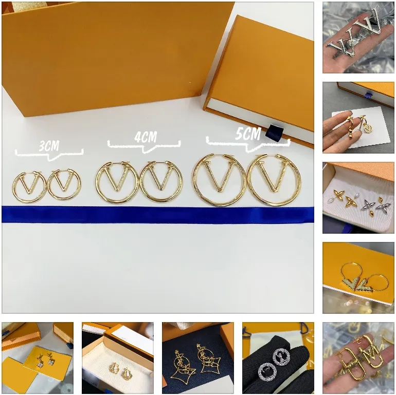 High Designer dames hoepels oorbellen mode dames grote cirkel goud oorring gouden sieraden luxe luxurys ontwerper oorbellen letter steden hanger -3-5