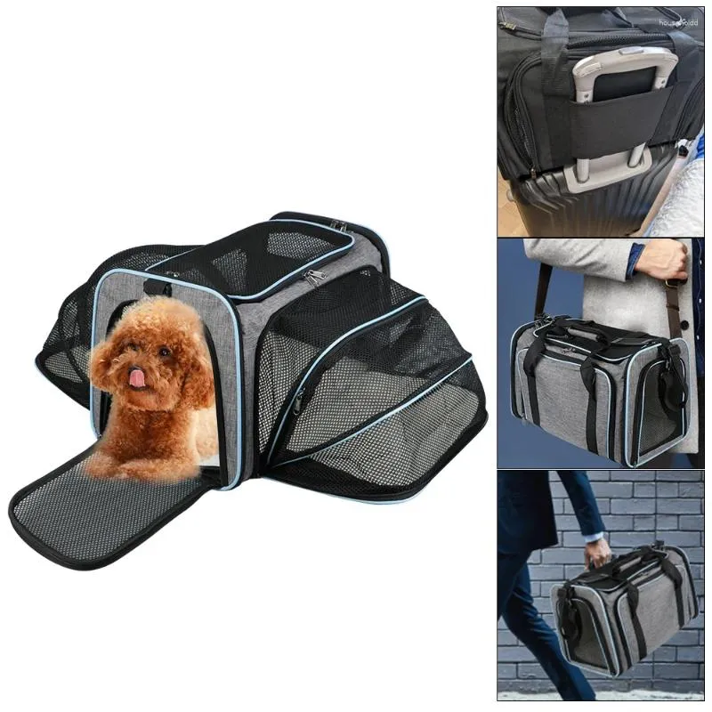 Portadores de gatos perros gatos ventilados bolsa de transporte viajero expandible suministros portátil de mascotas portátiles plegables perros suaves