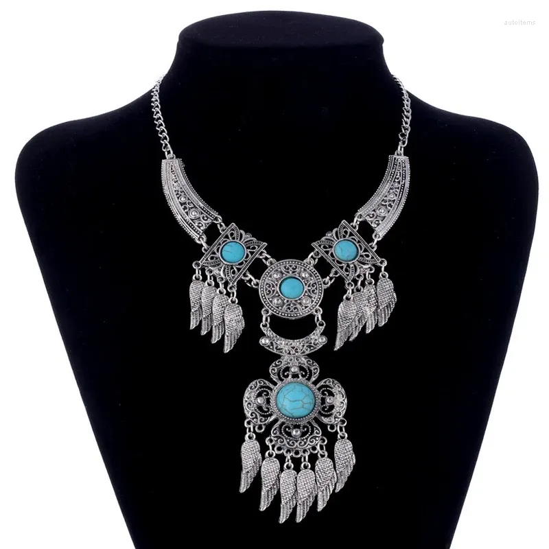 Anhänger Halsketten LOVBEAFAS Mode Bohemian Maxi Statement Anhänger Blätter Quaste Collier Kragen Vintage Halskette Frauen Schmuck