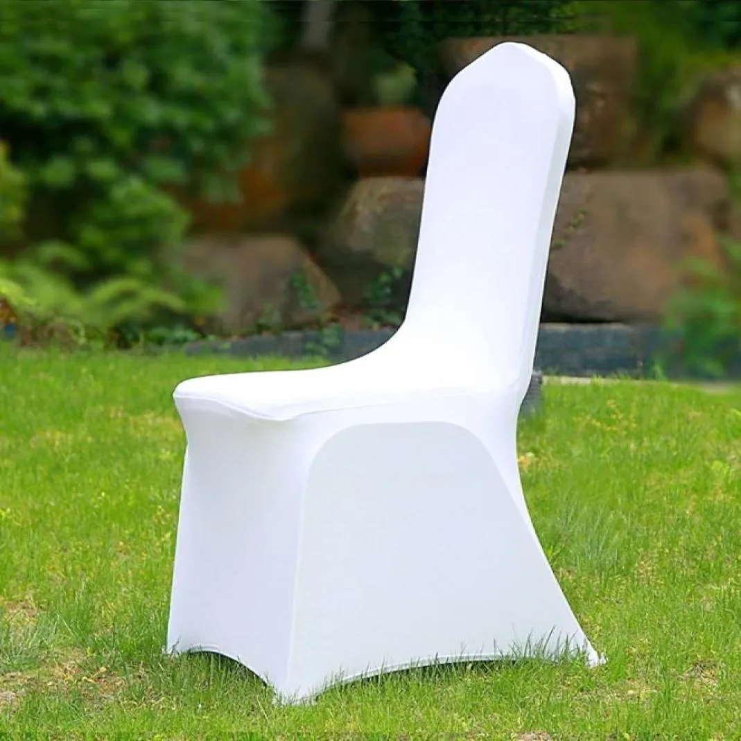 50100 pcs Universal Cheap El White Chair Cover Office Lycra Spandex Chair Covers Weddings Party Dineren Kerst evenement Decor T23262678