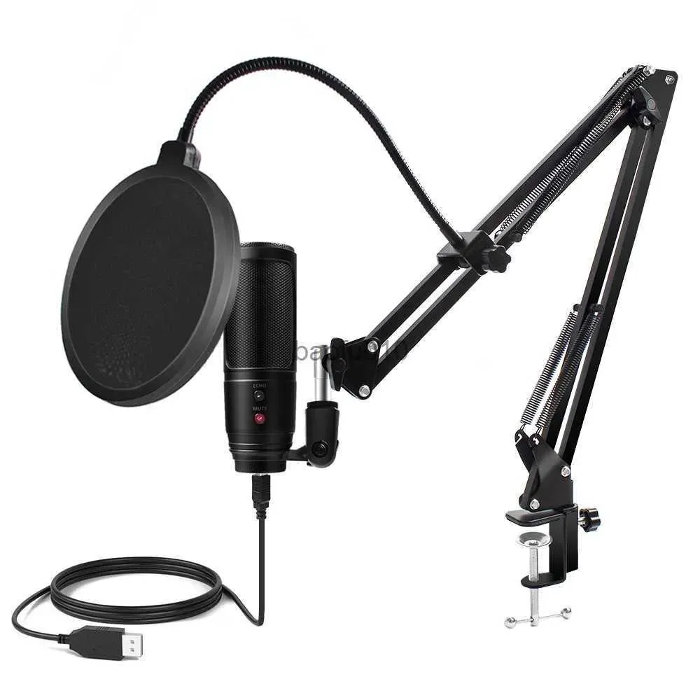 Mikrofoner Mikrofoner Professionell PC -mikrofon med brusreducerande Mute -knapp USB Desktop Studio Condenser Mic för PS4 -spelinspelning