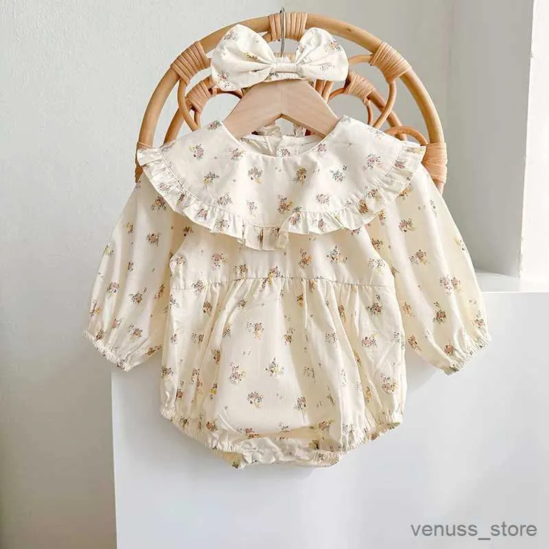 Vestidos de menina Camisa de outono da primavera Cute de algodão longa vestido de estampa de flor de menina bebê garotinha Romper irmãs combinando roupas roupas de roupa