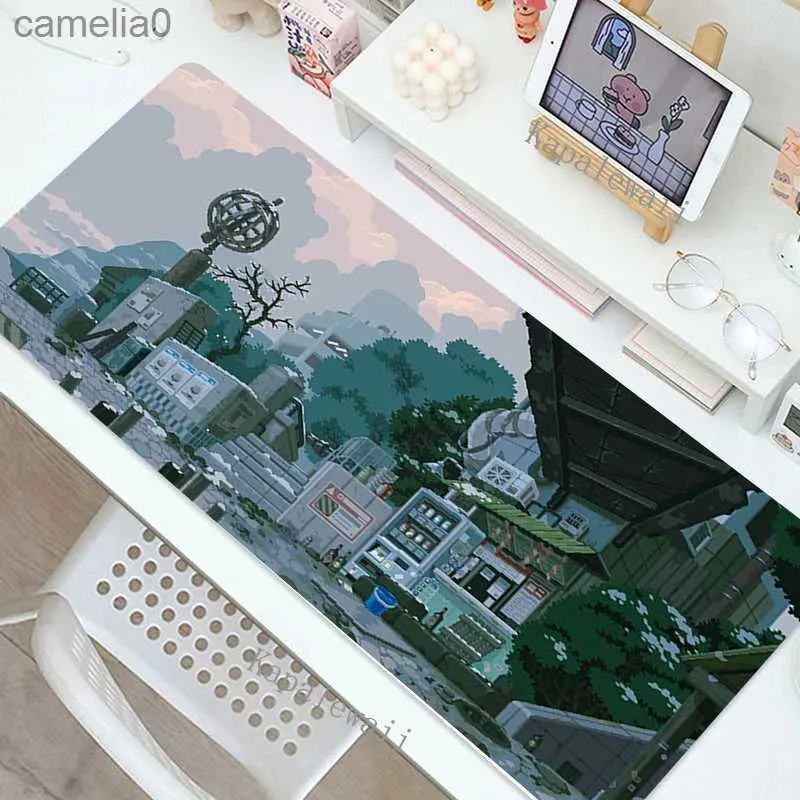 Muisblokken Polstaat Pixel Art Gaming MousePad XXL Computer Laptop Gamer Uitgebreide muismat Grote anime Muiskussen 900x400 Kawaii Desk Matl231221