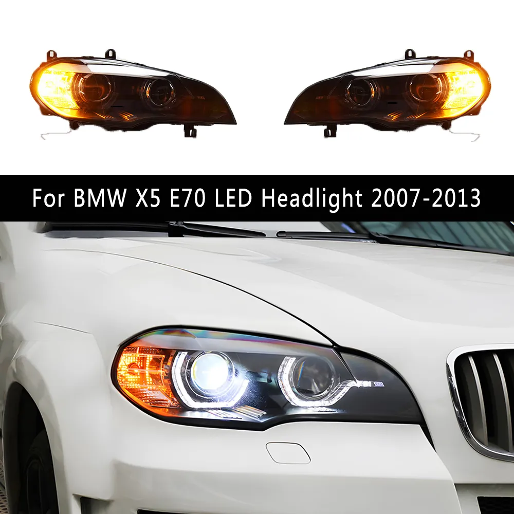 For BMW X5 E70 LED Headlight 2007-2013 DRL Daytime Running Light Dynamic Streamer Turn Signal High Beam Angel Eye Projector Lens Front Lamp