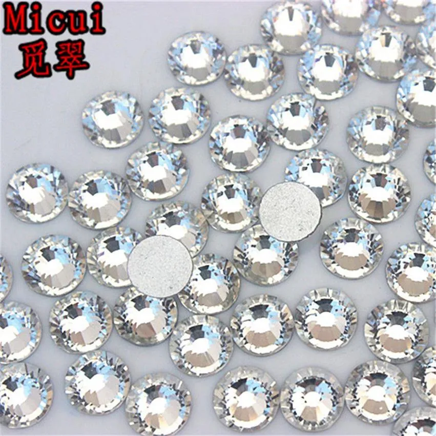 Micui SS3-SS40 Clear Rhinestones Glass Crystal Flat Round 네일 아트 스톤 DIY ZZ993295R에 대한 비 고정 스트라스 결정