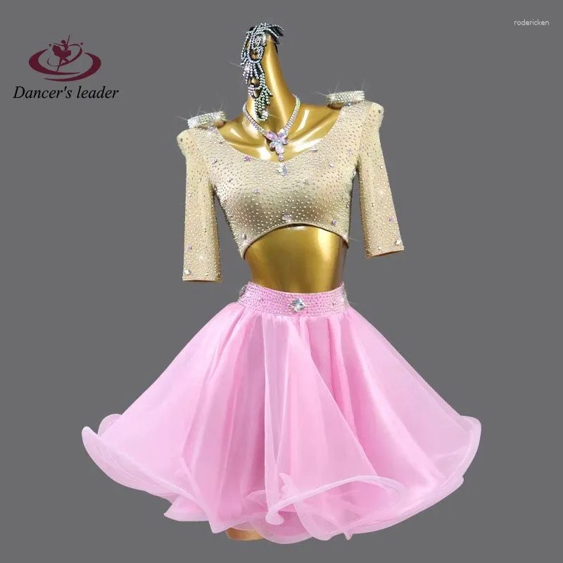 Stage Wear Latin Dance Professional Competition Dress High-end Custom Performance Clothing Split Flower Test Grade