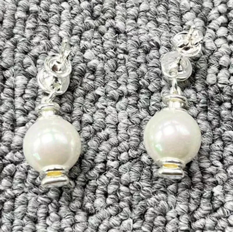 Pendientes de tuerca Chapado en moda Original español, Color plata 925, Perla Blanca, Bombilla, regalo de joyería dulce, apto para Unode50