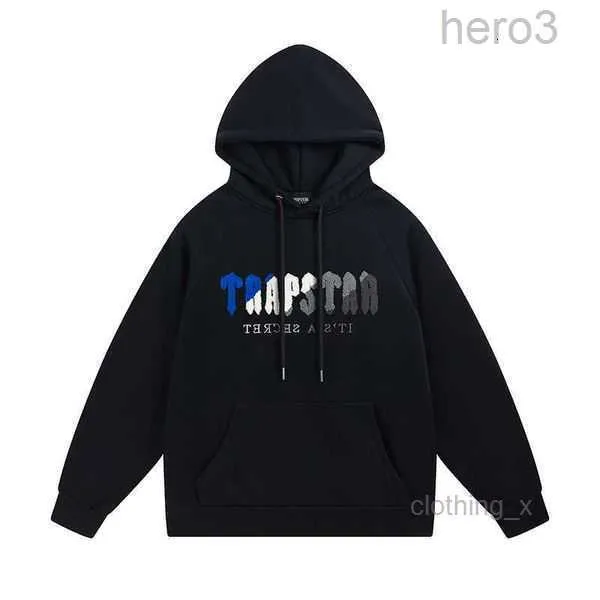 Kleidung Herren Sweatshirts Hoodie Trapstar Blue White Handtuch Stickerei Modemarke Lose entspannte Plüschhose -Pulloverhosen Set für Männer Trailsuiten Tops D17C NLSX