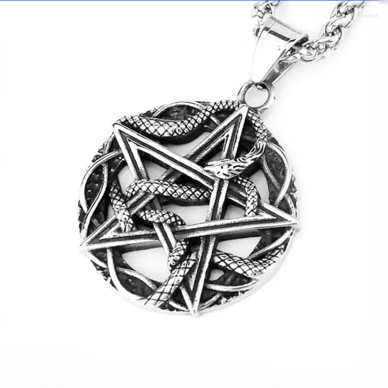 Pendentif Colliers Chuangcheng Animal Pentagram Rétro Accessoires en acier inoxydable Mode Collier pour hommes Chaîne