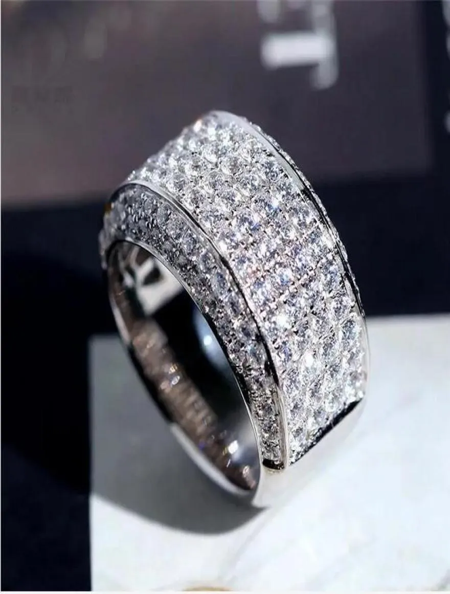 2021 Hip Hop Stones Iced Out Micro Pave CZ Stone Tennis Ring Men Kvinnor Charm Luxury With Side StonesJewelry Crystal Zircon Diamond2345178