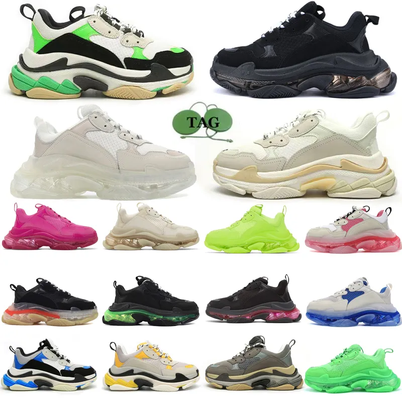 Scarpe da esterno triplo s trasparente suola sneakers scarpe casual di marca triplo nero triplo bianco neon verde rosa rosa rosa blu blu blu piattaforma blu scarpe sneaker