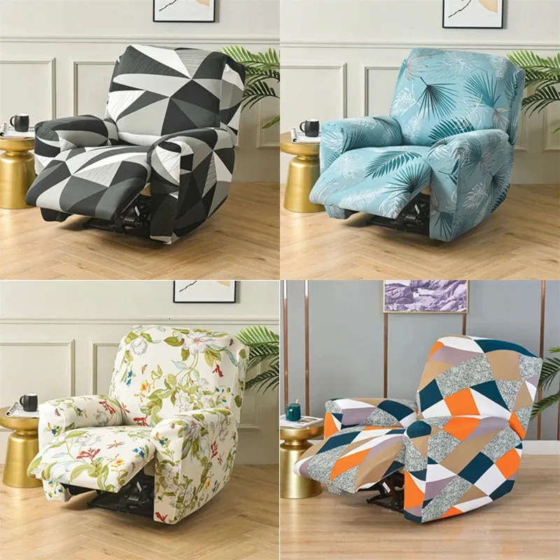 4 pièces Couvercle canapé inclinable à fleurs divisées pour le salon Couvrairement à chaise inclinable élastique garçon de fauteuil de fauteuil de fauteuil