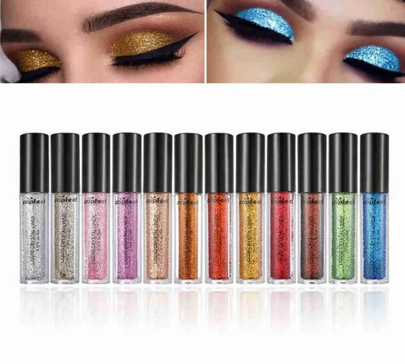 PopLeel Sıvı Elmas Göz Farı İnci Metalik Shinning Krem 12 Renkli Glitter Göz Makyaj Dudakları Eyeliner Pigment Festivali1389153