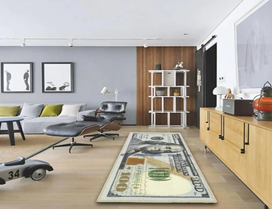 Honderd dollar 100 Bill Print niet -slip Area Tapijt Modern Home Decor Carpet Runner4989687
