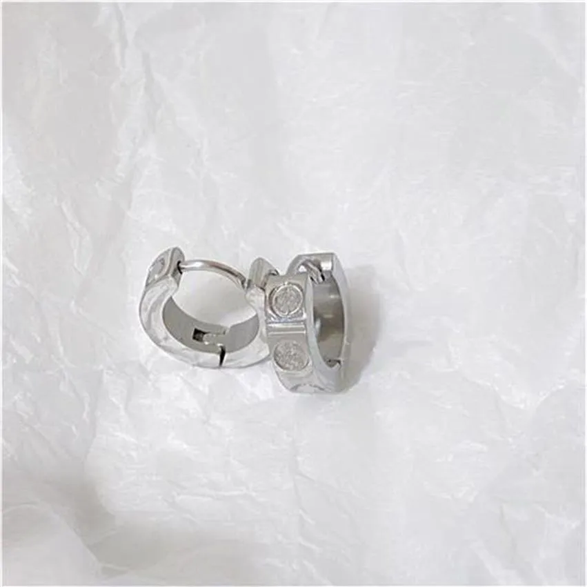 サークルスタッドイヤーレディースデザイナージュエリーラグジュアリーイヤリングステンレス鋼cjeweler orecchiniスモールミディアムラージサークルホワイトGol192f