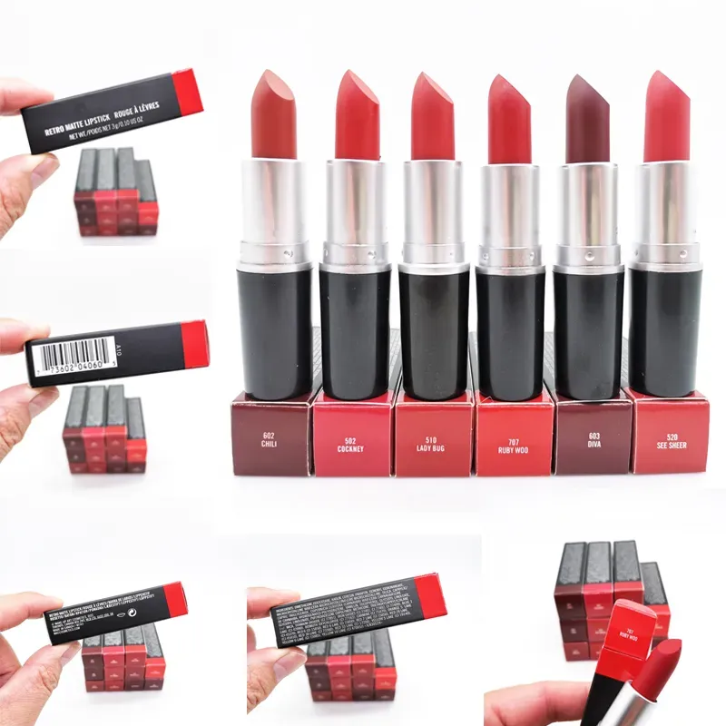 Luster Retro Frost Sexy Mat Lipstick Lips Makeup Rouge A Levres Lipsticks 3G Cosmetic 18 Colours Lip Cosmestic Tools