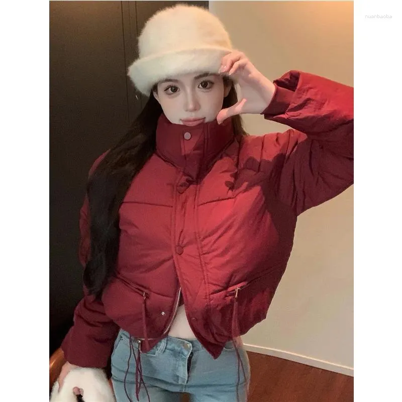 Trench Cods Coats de style coréen Sweet Girl Down Cotton Veste en coton Hiver Loose Seck Collier de mode épaissi des vêtements féminins