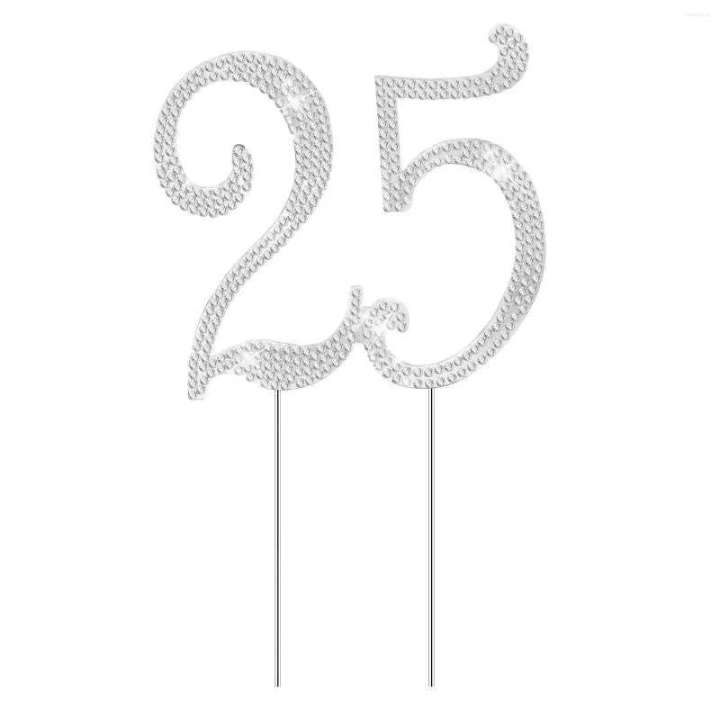 Festliga leveranser Stobok bling 25 Cake Topper 25th Birthday Party Pick Fashion Rhinestone Decoration för