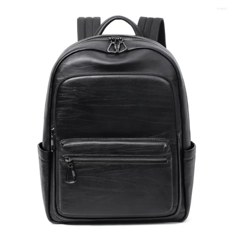 Backpack Natural Skin Genuine Leather Men Large Capacity 15.6 Inch Laptop Male Travel Bags For Teenager School Bag
