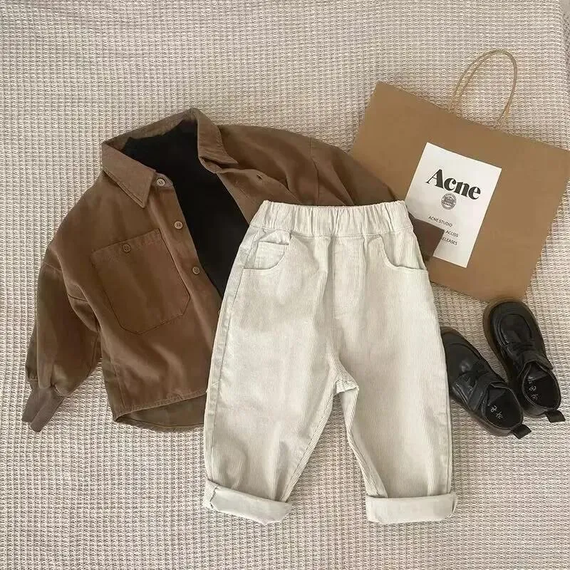 Ensemble de vêtements pour enfants 2023 garçons bébé printemps et automne cool beau pantalon de chemise 2 pièces pour garçon