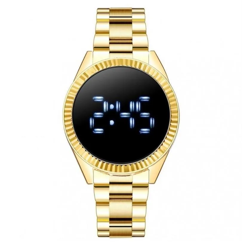 Chegada Moda LED Relógio Banda de Aço Esporte Eletrônico Homens Tela de Toque Inoxidável Digital Wristwatches253t